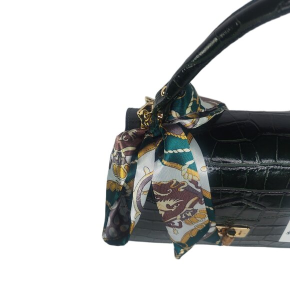 Genuine Charlie Leather "Teresa" Espresso Brown Croc Print Handbag/Crossbody–NWT - Picture 9 of 13